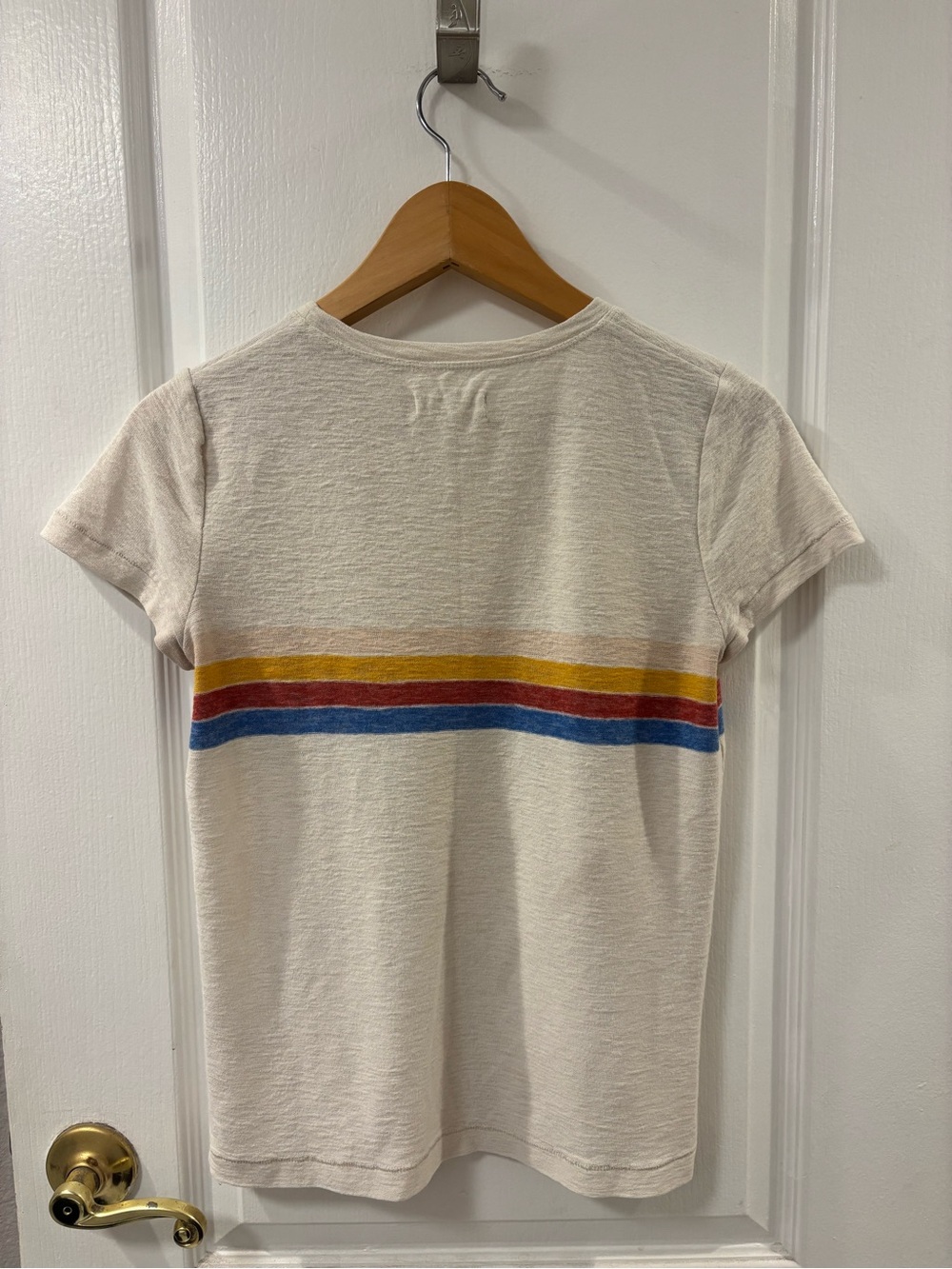 Madewell Retro Rainbow Stripes Cream Short-Sleeve Tee Shirt Sweet Magnolias S - Picture 4 of 9